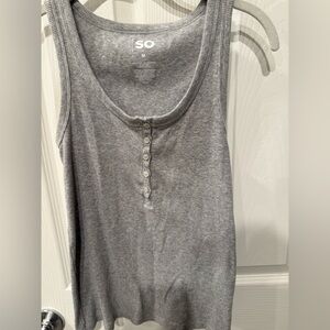 Juniors SO ribbed Henley tank top